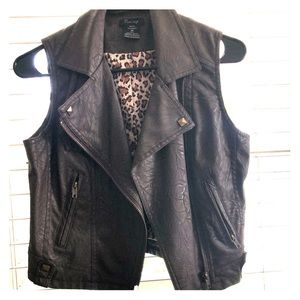 Brown leather vest